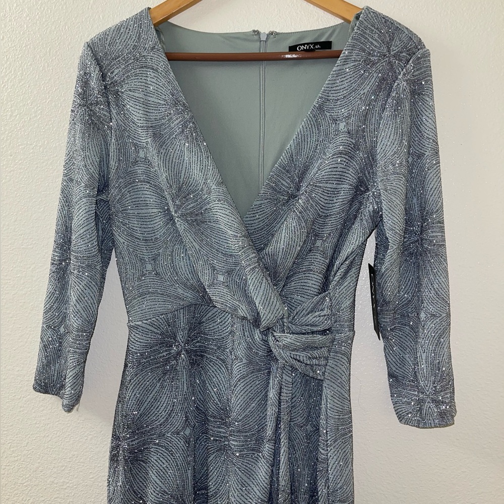 NWT Elegant Artic Blue Sparkling Maxi Evening Dress